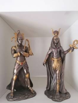 HATHOR / OSIRIS BRONZIERTE FIGUREN