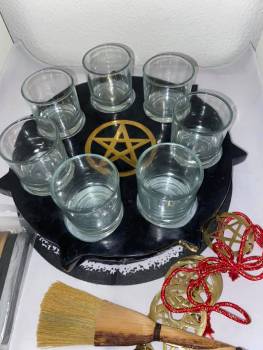 GROSSER PENTAGRAM SEIFENSTEIN-KERZENHALTER