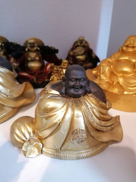 BUDDHA SITZEND GOLD/BRAUN